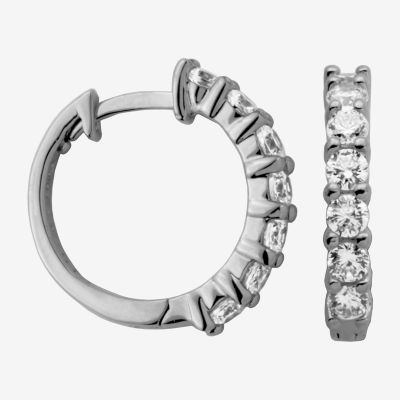 DiamonArt® Sterling Silver Cubic Zirconia Hoop Earrings