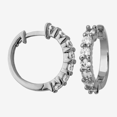 DiamonArt® Sterling Silver Cubic Zirconia Hoop Earrings