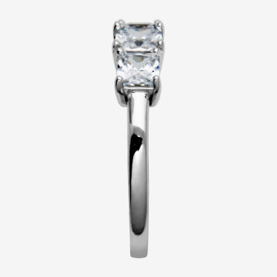 Womens 1 1/3 CT. T.W. Cubic Zirconia Platinum Over Silver Square 3-Stone Engagement Ring