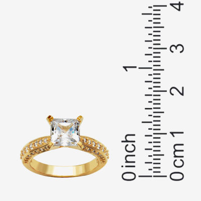 18K Gold Over Silver Cubic Zirconia Engagement Ring
