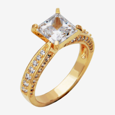 18K Gold Over Silver Cubic Zirconia Engagement Ring