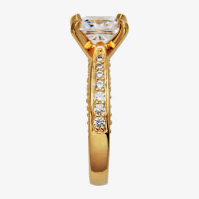 18K Gold Over Silver Cubic Zirconia Engagement Ring