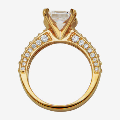 18K Gold Over Silver Cubic Zirconia Engagement Ring