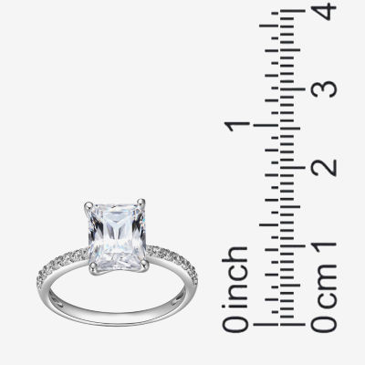 Womens 4 1/4 CT. T.W. Cubic Zirconia Sterling Silver Rectangular Solitaire Engagement Ring