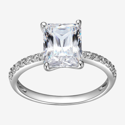 Womens 4 1/4 CT. T.W. Cubic Zirconia Sterling Silver Rectangular Solitaire Engagement Ring