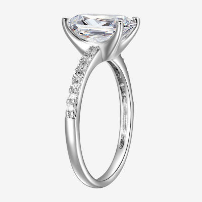 Womens 4 1/4 CT. T.W. Cubic Zirconia Sterling Silver Rectangular Solitaire Engagement Ring