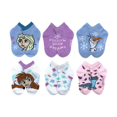 Disney Toddler Girls 6 Pair Frozen Quarter Ankle Socks