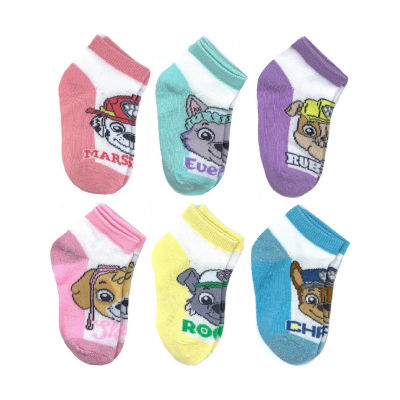 Toddler Girls 6 Pair Paw Patrol Quarter Ankle Socks