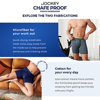Jockey Chafe Proof Pouch Cotton Mens 3 Pack Long Leg Boxer Briefs