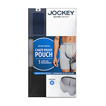 Jockey Staycool Mens 3 Pack Long Leg Boxer Briefs, Color: Blue - JCPenney