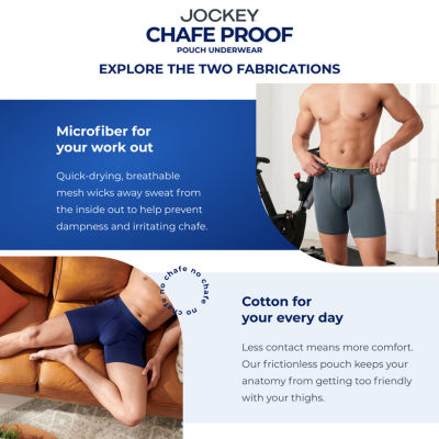 Jockey Chafe Proof Pouch Cotton Mens 3 Pack Long Leg Boxer Briefs