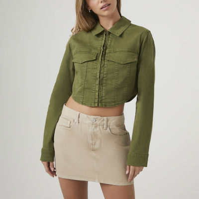 Forever 21 Corsette Corduroy Lightweight Cropped Jacket-Juniors