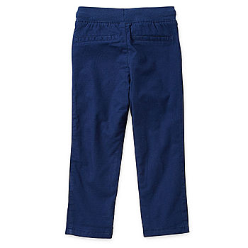 Boys 2-Pack Twill Jogger Pants with Zipper Pockets Pull on Pants for Kids