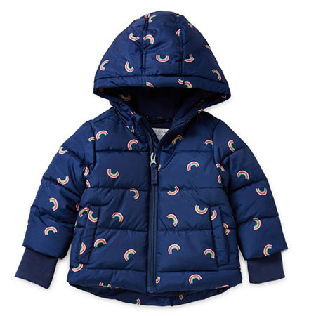Image of Okie Dokie Baby Girls Hooded Midweight Jacket, 12 Months, Blue