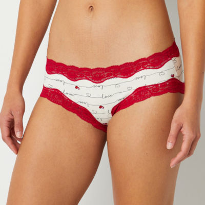 Ambrielle Organic Cotton Thong W Lace Waistband X-LARGE Red Jumping  Reindeer