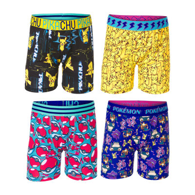 LICENSED PROPERTIES Pokemon Big Kid Boys 4 Pair Boxer Briefs