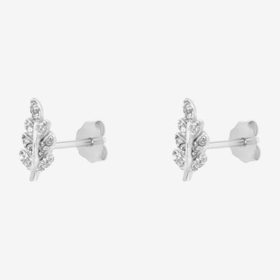 Silver Treasures White Cubic Zirconia Sterling Silver 10mm Stud Earrings