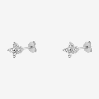 Silver Treasures White Cubic Zirconia Sterling Silver 5mm Stud Earrings