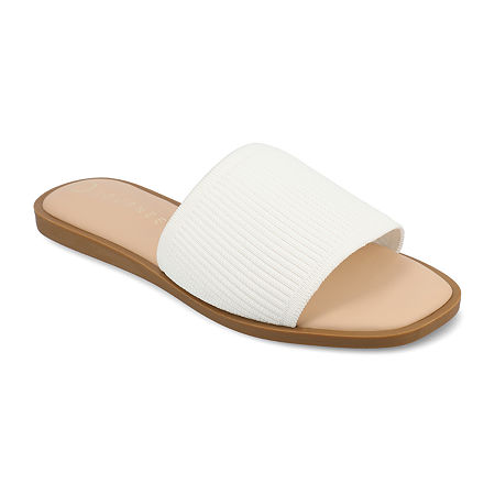 Journee Collection Womens Prisilla Flat Sandals, 7 Medium, White