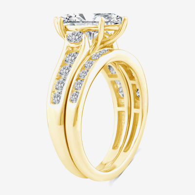 (F,Vs2) Womens 3 CT. T.W. Lab Grown White Diamond 14K Gold Marquise Side Stone Bridal Set