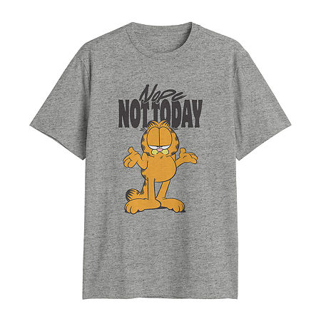 Mens Crew Neck Short Sleeve Regular Fit Garfield Big and Tall Graphic T-Shirt, Large Tall, Gray