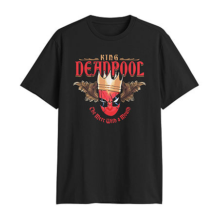 Novelty T-shirts Mens Crew Neck Short Sleeve Regular Fit Deadpool Big And Tall Graphic T-shirt In Black