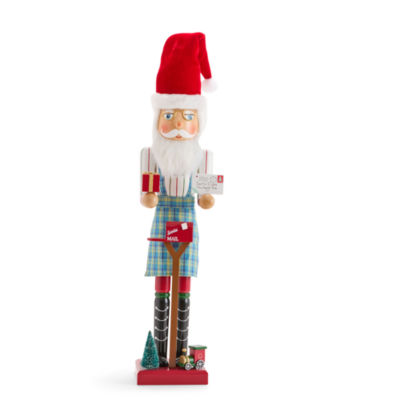 North Pole Trading Co. 24in Mail Santa Wood Christmas Nutcracker
