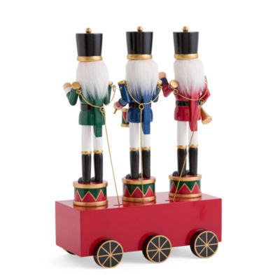 North Pole Trading Co. 12in Musical Trio Wood Christmas Nutcracker