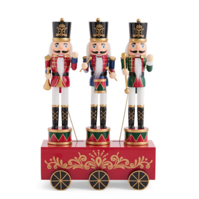 North Pole Trading Co. 12in Musical Trio Wood Christmas Nutcracker