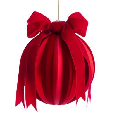 Martha Stewart Oversized Red Velvet Bow Ball Christmas Ornament