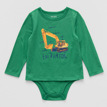 Okie Dokie Toddler Boys Adjustable Features Bodysuit Closure Adaptive Crew Neck Long Sleeve Bodysuit, 3t, Green