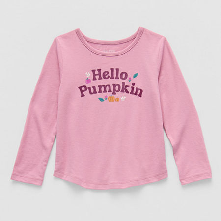 Okie Dokie Toddler & Little Girls Round Neck Long Sleeve Graphic T-shirt In Pink