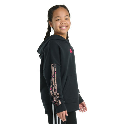 adidas Big Kid Girls Long Sleeve Embroidered Fleece Active Hoodie