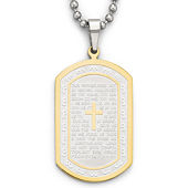 Stainless Steel Plated 1/10ct.tw Diamond Dog Tag Chain Necklace Pendant  Charm Dogtag Cross Religious: 31941932941381