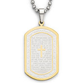 Mens Cubic Zirconia Gold-Tone Ion-Plated Stainless Steel Dog Tag Pendant  Necklace, Color: Yellow - JCPenney