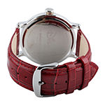 Disney Mickey Mouse Mens Red Leather Strap Vintage-Style Watch