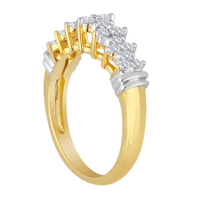 1/2 CT.T.W. Natural Diamond 10K Yellow Gold Pyramid Ring