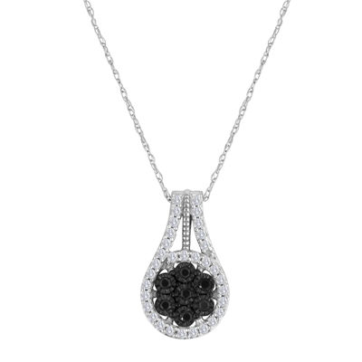 Diamond Blossom 1/3 CT.T.W. Color-Enhanced Black Diamond Pendant Necklace