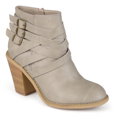 Journee Collection Womens Strap Stacked Heel Booties JCPenney