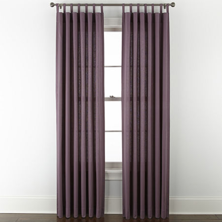 Linden Street Naturals 3-Ways To Hang Light-Filtering Rod Pocket Back Tab Single Curtain Panel, One Size , Purple
