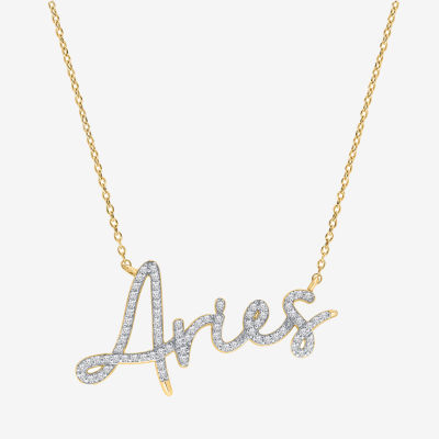 Aries Womens 1/3 CT. T.W. Natural White Diamond 14K Gold Over Silver Pendant Necklace