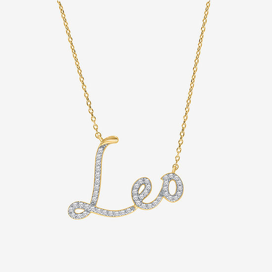 Leo Womens 1/3 CT. T.W. Genuine White Diamond 14K Gold Over Silver Pendant Necklace