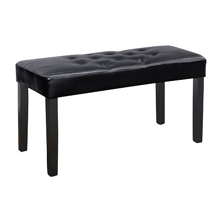 Corliving Fresno 12 Panel Upholstered Tufted Bench, One Size, Black