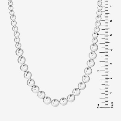 Womens Sterling Silver Beaded Necklace