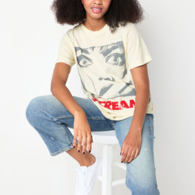 Juniors Scream Oversized Tee Womens Crew Neck Short Sleeve Graphic T-Shirt