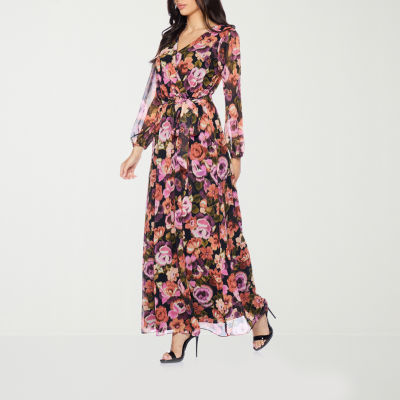 Premier Amour Womens Long Sleeve Floral Maxi Dress