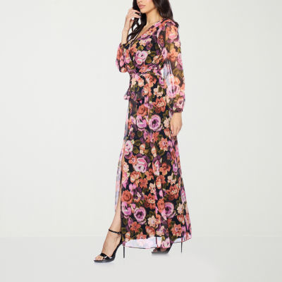 Premier Amour Womens Long Sleeve Floral Maxi Dress