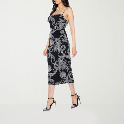 Premier Amour Womens Sleeveless Floral Midi Sheath Dress