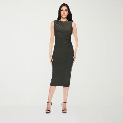 Premier Amour Womens Sleeveless Midi Sheath Dress