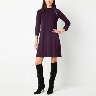 Jessica Howard Womens 3/4 Sleeve Shift Dress